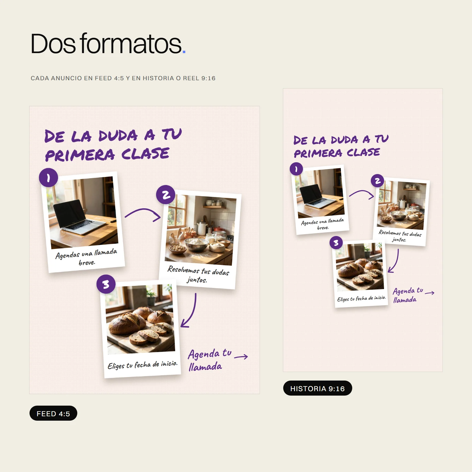Anuncios listos para Coaches y educadores: feed e historia
