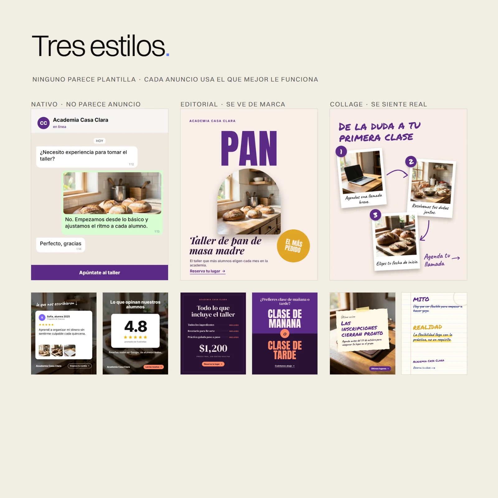 Anuncios listos para Coaches y educadores: tres grupos