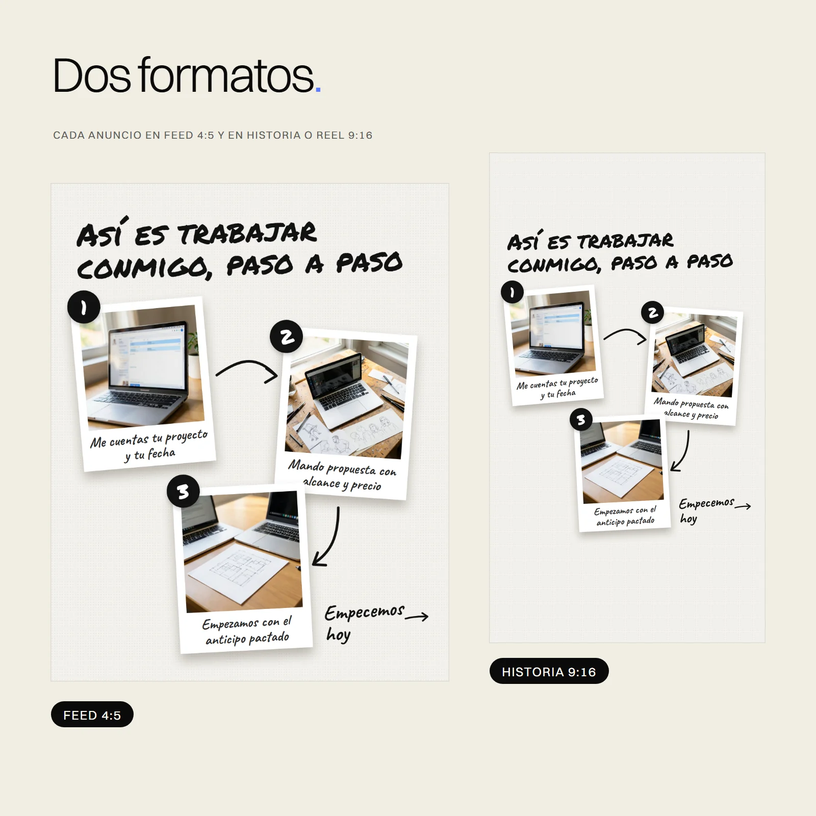 Anuncios listos para Freelancers: feed e historia