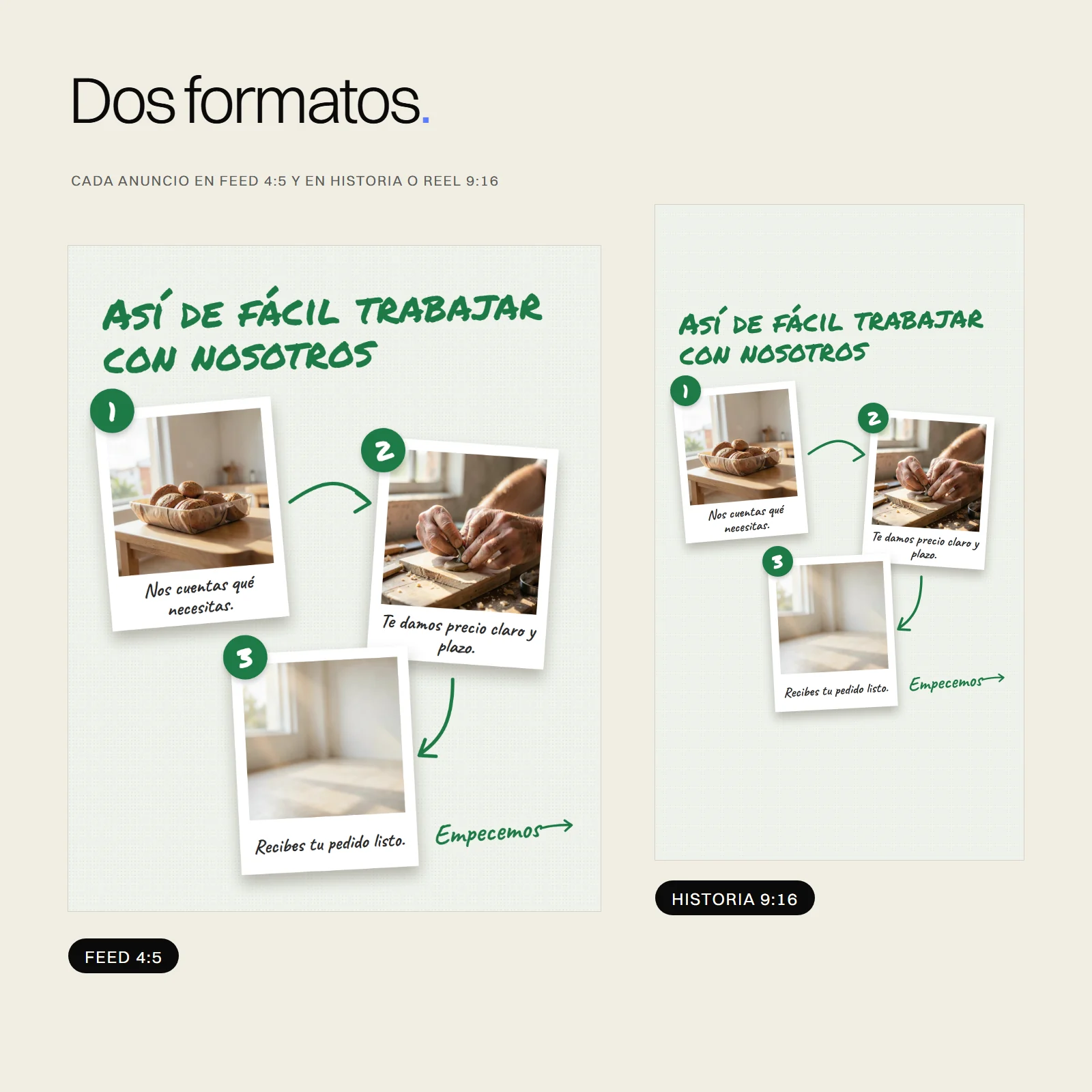 Anuncios listos para Negocio local: feed e historia