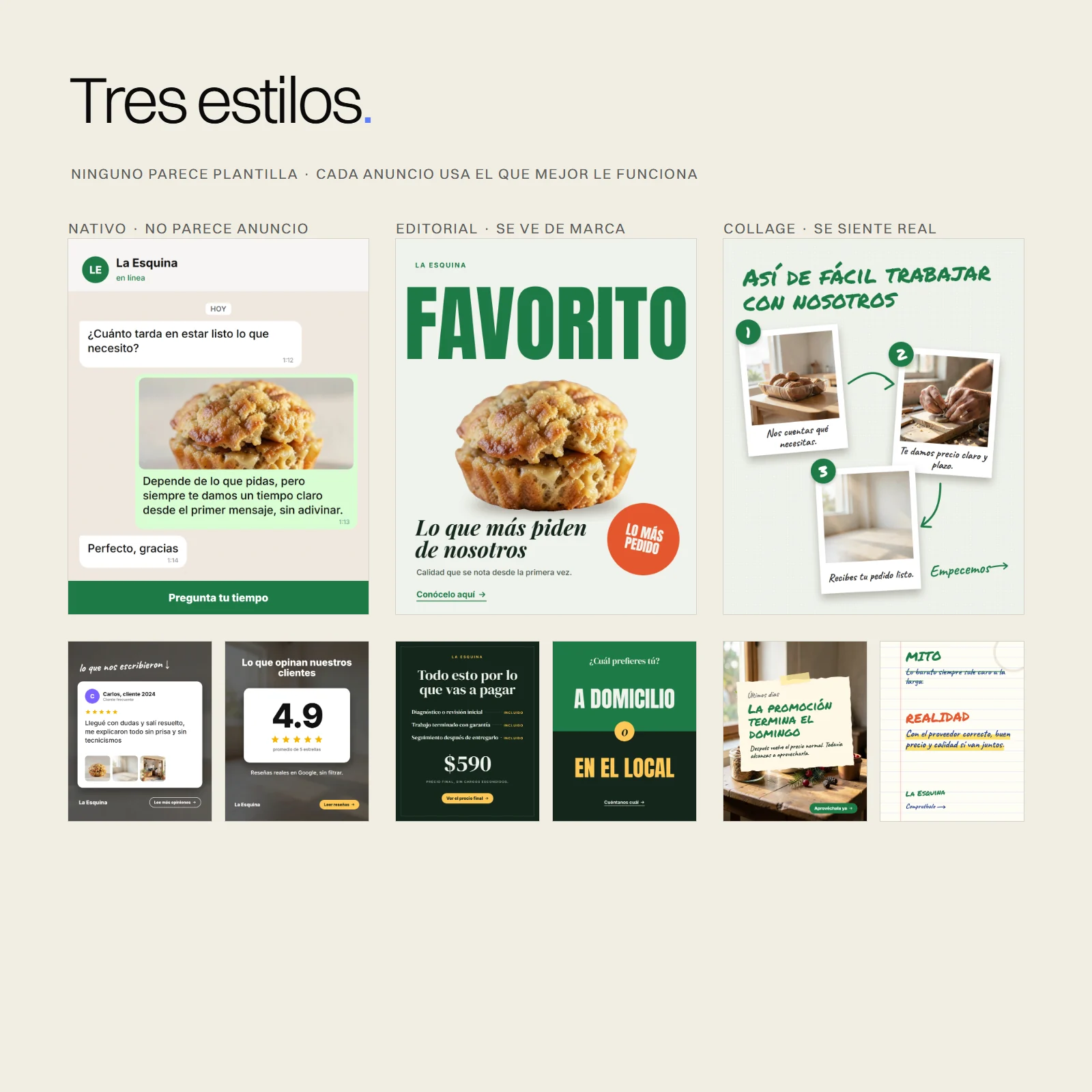 Anuncios listos para Negocio local: tres grupos