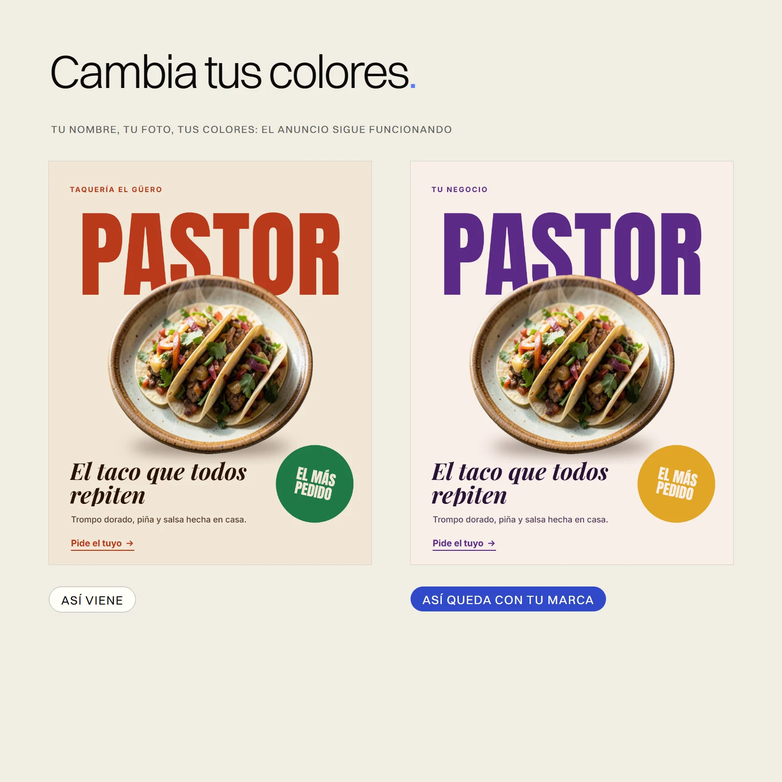 Anuncios listos para Restaurantes: tu marca