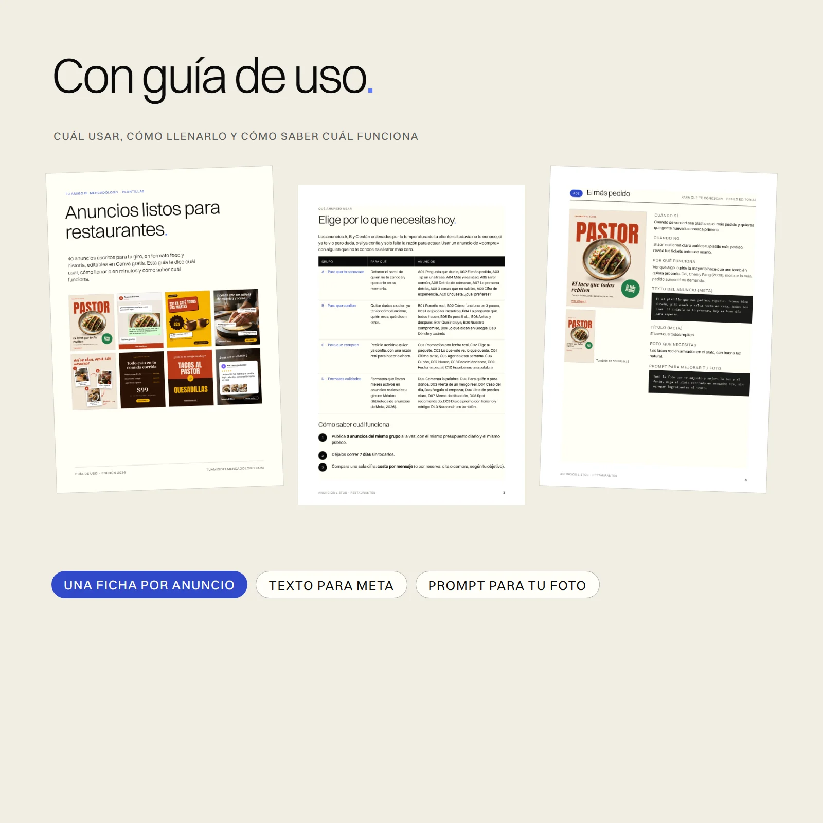 Anuncios listos para Restaurantes: guia