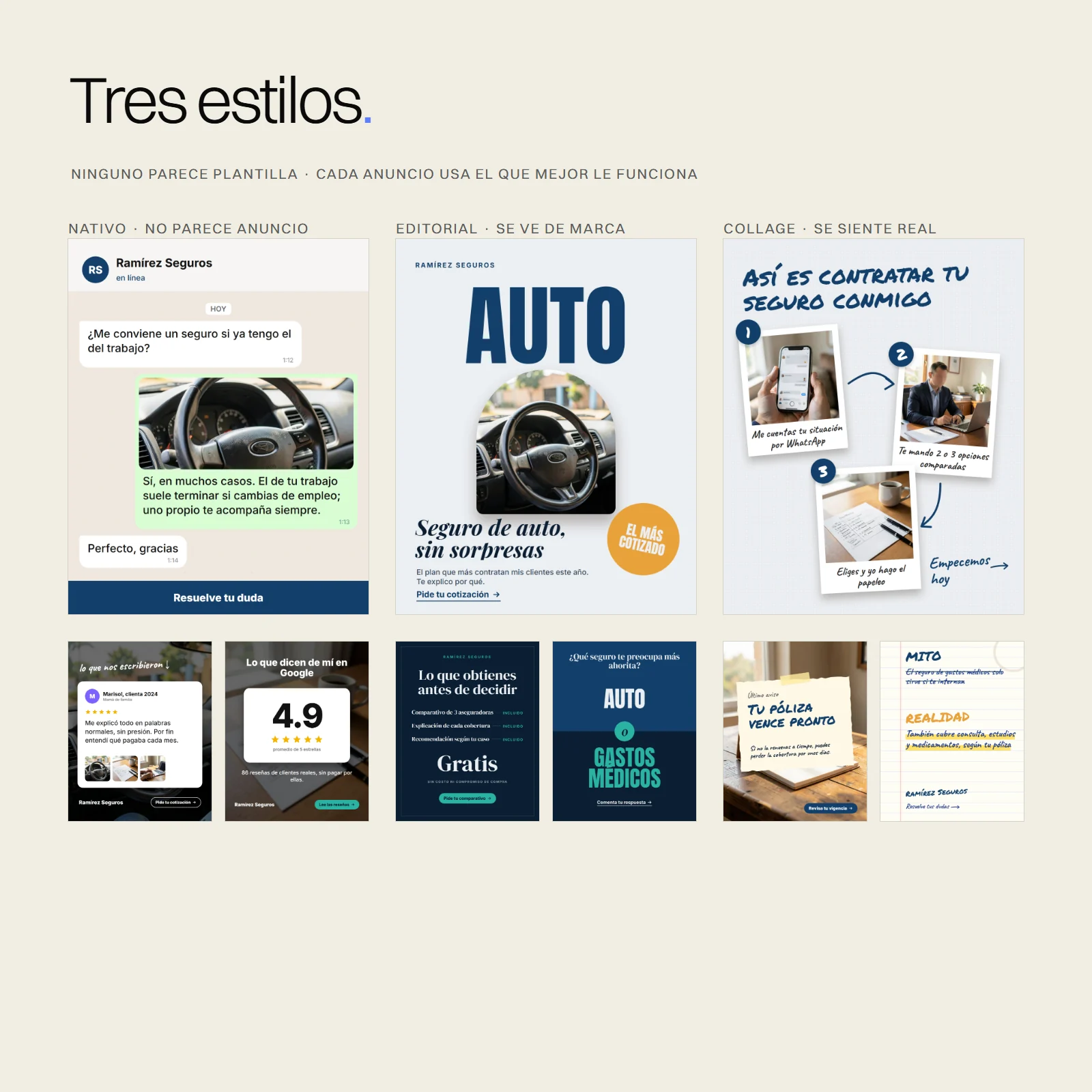 Anuncios listos para Agentes de seguros: tres grupos