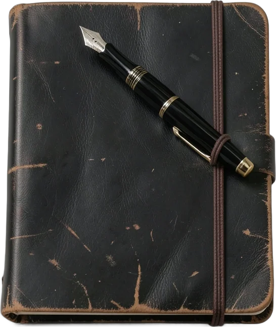 Libreta de piel con pluma fuente