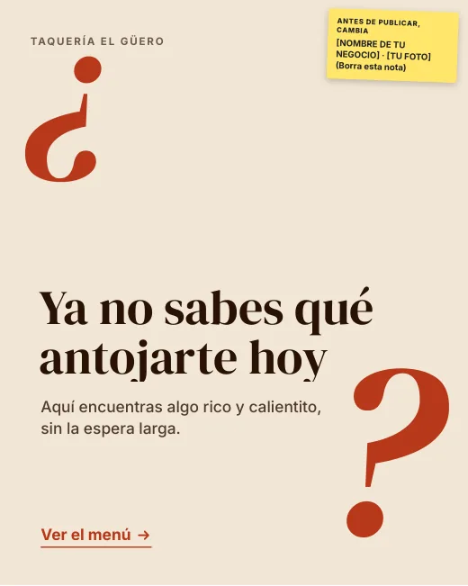 Anuncio de ejemplo del pack Restaurantes