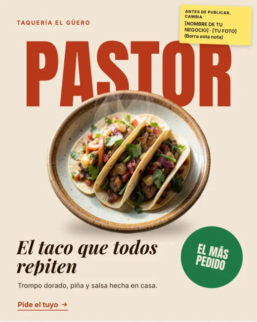 Anuncio de ejemplo del pack Restaurantes
