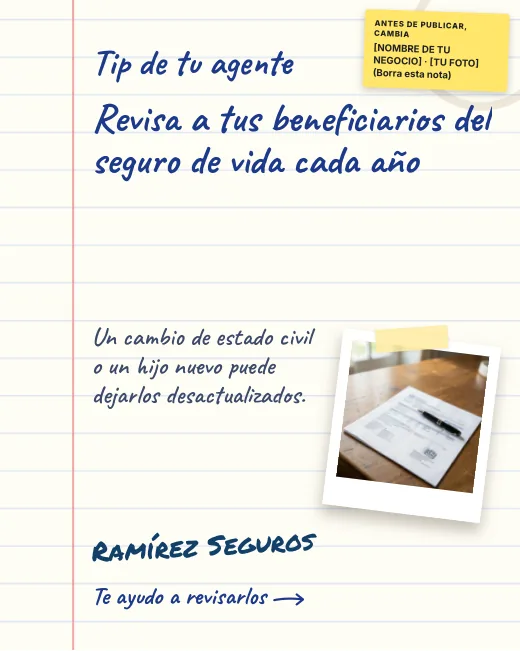 Anuncio de ejemplo del pack Agentes de seguros